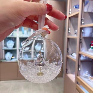 新款 旦节日礼物 奥地利水晶圣诞球汽车挂件内饰后视镜车载饰品元