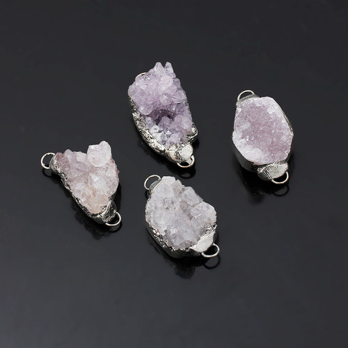 天然紫水晶原石裸石挂件包边玉石制作手链项链材料高端首饰配件