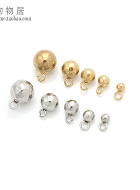 不掉色不锈钢钛钢真空18K金实心足球挂坠切面球形吊坠手工diy配件