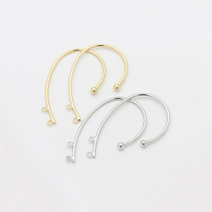 18K包金铜镀真金白金保色耳挂配件带吊圈diy手工制作耳环耳饰材料