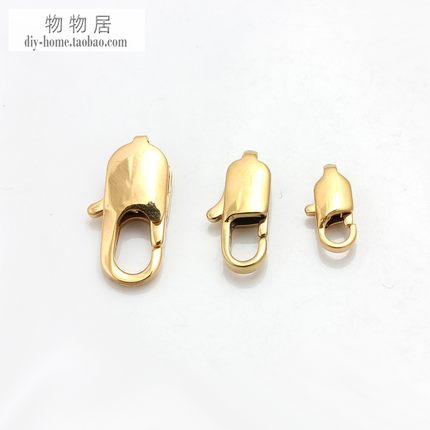 DIY配件不掉色钛钢真空镀18K金长方扣CP扣项链扣头饰品扣手工材料