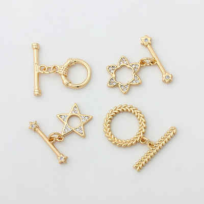 18K包金镀真金OT扣镶钻连接扣