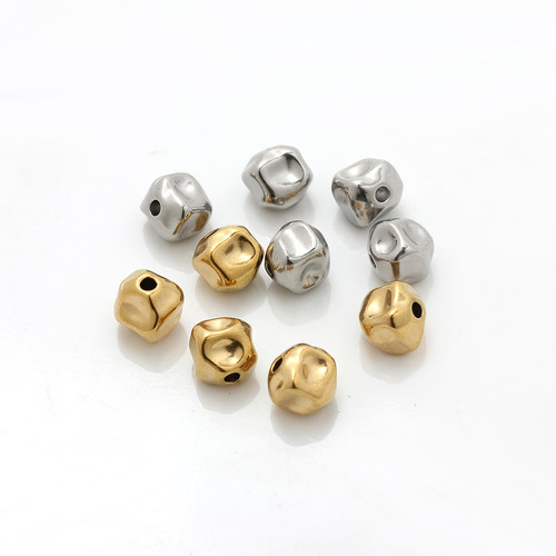 不褪色304钛钢不锈钢镀18K金石头珠子异形珠碎金珠碎银珠diy配件