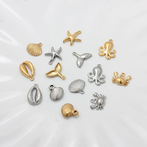 钛钢镀18K金海洋动物鱼类挂件