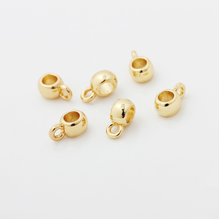 保色18K金包金小吊珠三通珠带圈珠子串珠散珠制作手链项链diy配件