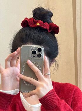 新年红色方巾大肠发圈