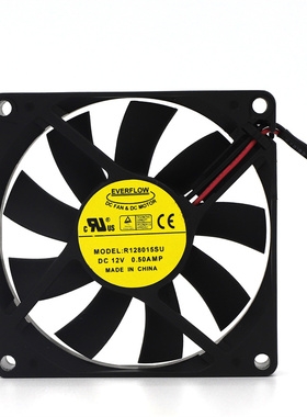 全新EVERFLOW R128015SU DC12V 0.50A 8cm 8015散热风扇