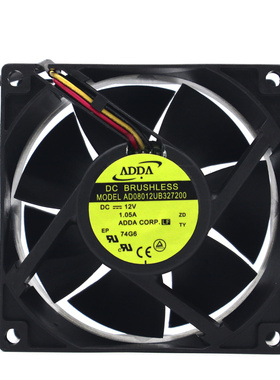全新ADDA AD08012UB327200 12V 1.05A 8032 8cm 3线散热风扇