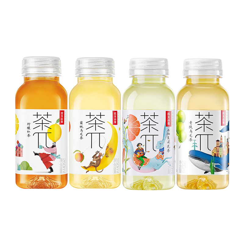 农夫山泉茶派茶π蜜桃乌龙青提乌龙250ml*12瓶茶饮品小瓶柠檬茉莉