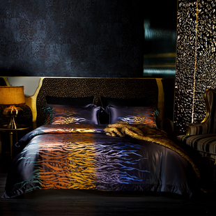 清悠居34姆米重磅真丝四件套高档桑蚕丝色织提花床单被套床上用品