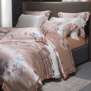 清悠居重磅全真丝四件套100%桑蚕丝高端亲肤床单被套夏季 丝绸床品