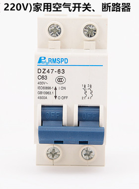 2P63A家用空气开关双极断路器C45DZ47短路过载保护器小型40ADZC63