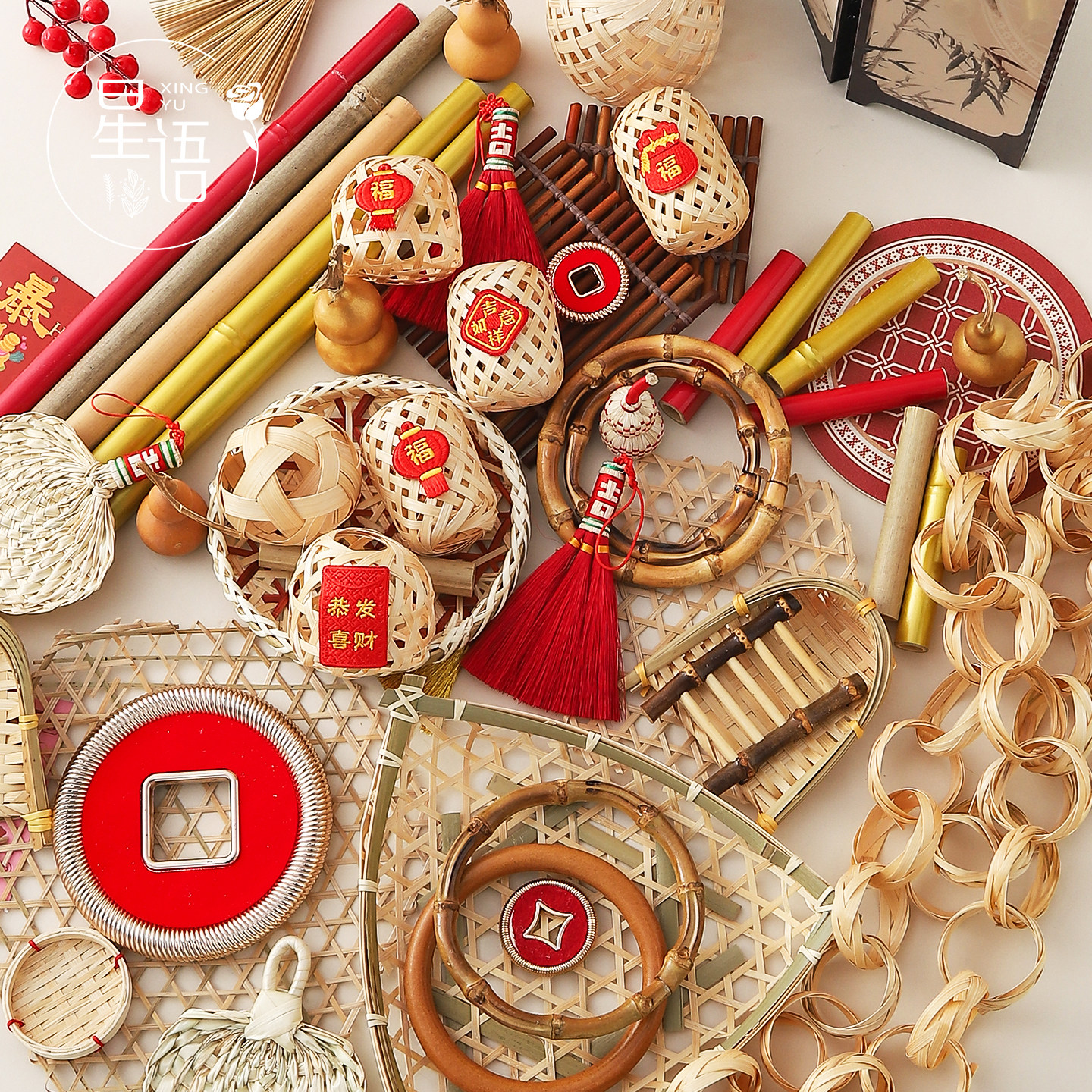 星语 2026年宵节DIY竹编小配饰手工编织灯笼平安扣挂饰花艺材料,鲜花速递/花卉仿真/绿植园艺,花艺材料,淘宝优惠券,粉丝福利购,淘宝优惠卷