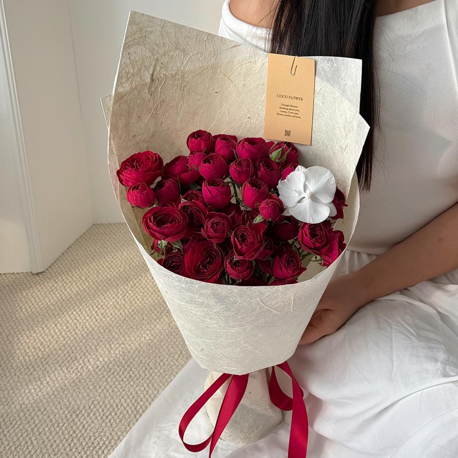 秋冬系列麻丝纸复古鲜花束包装纸