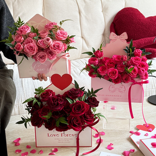 星语【2.14情人节新品】浪漫信封情书盒玫瑰花束氛围手捧盒插花盒