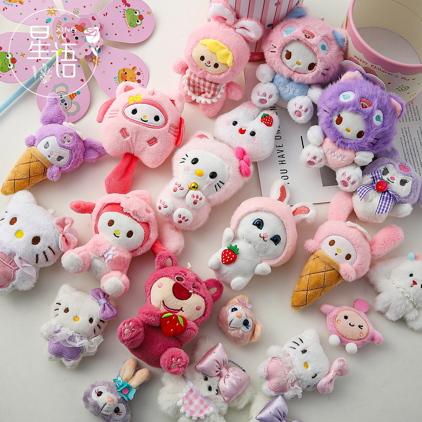 【六一新品】儿童节粉紫色系玩偶系列DIY鲜花束包装材料娃娃装饰