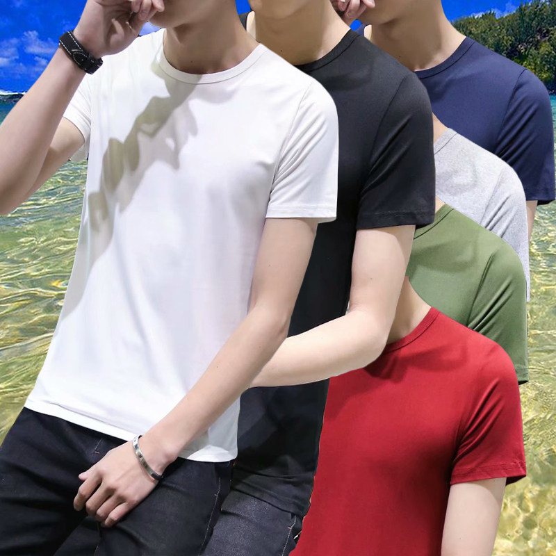 便宜9.9元包邮男士短袖t恤v领纯黑白色打底衫大码夏季半袖上衣服T