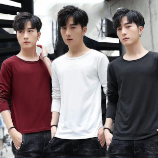 t恤丅血全白全黑便宜男衫 秋冬季 长袖 长轴贴身保暖内衣男士 9.9 特价