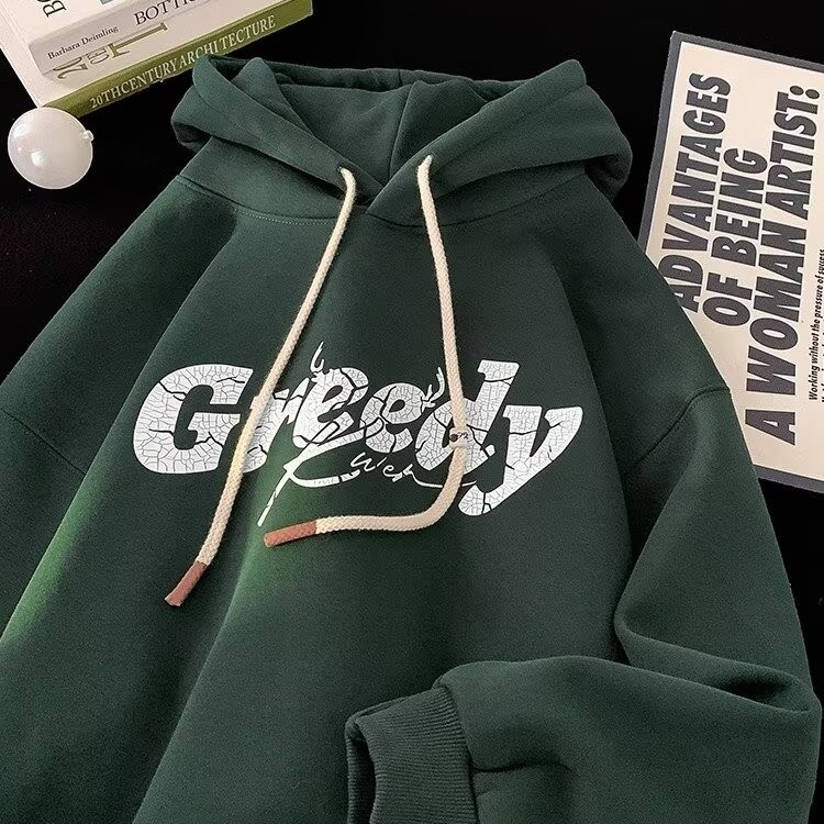 情侣卫衣2024秋冬高街潮牌宽松连帽上衣男加绒休闲外套2024年炸街