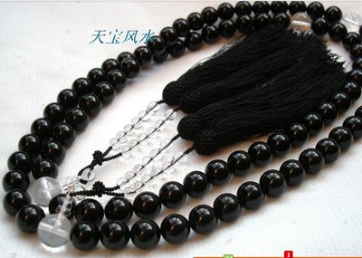 巴西黑玉髓14MM84颗双挂穗念珠  包邮