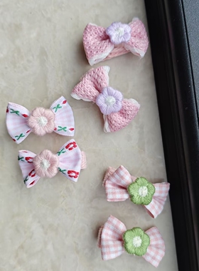甜美可爱布艺蝴蝶结花朵婴幼儿全包布鸭嘴夹碎发整理小发夹