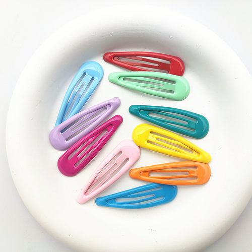 （10个装）5厘米水滴bb夹糖果色彩色滴油发夹儿童女童少女碎发夹