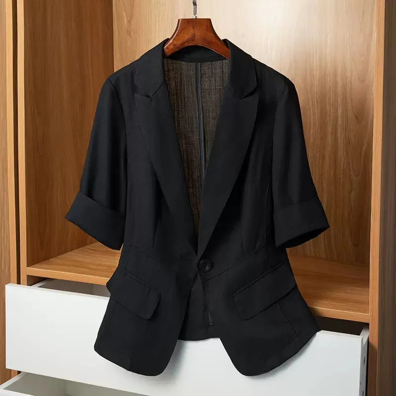 薄款小西装外套女夏季新款小个子休闲修身显瘦短袖西服上衣
