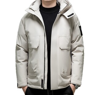 冬季羽绒服男装外套冲锋衣白鸭绒冬装羽绒衣父亲服羽绒服羽绒黑色