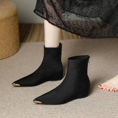 小众防踢短靴女秋冬款弹力瘦瘦靴