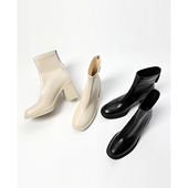 软底粗跟短靴后拉链瘦瘦靴子 显瘦靴子女爆款 跟高7CM 秋冬新品