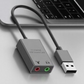 USB声卡免驱动电脑外接支持3.5mm音频加麦克风端口外置代替原电脑