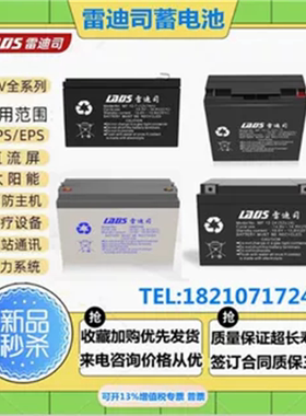 雷迪司蓄电池铅酸免维护MF12V全系列7AH17AH24AH38A65A100AH200AH