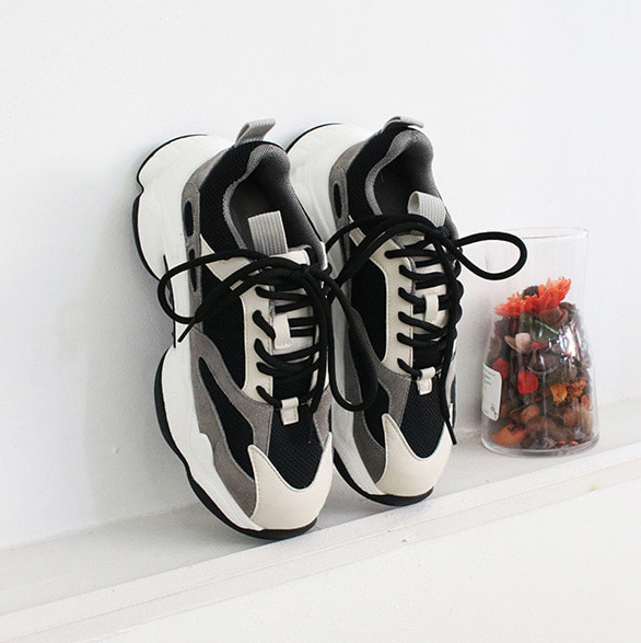 韩国东大门女鞋欧美拼色牛皮系带