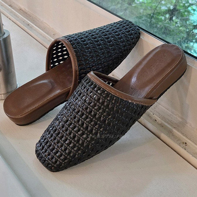 衣玲女鞋韩国小众文艺风夏季凉拖鞋舒适编织低跟平底女包头拖鞋女,女鞋,包头拖,淘宝优惠券,粉丝福利购,淘宝优惠卷
