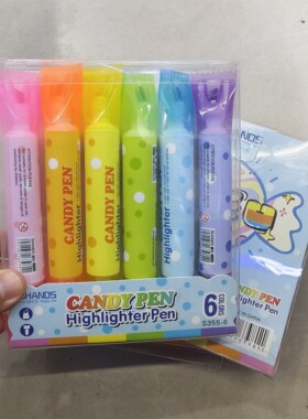 彩色荧光笔学生画重点笔记六色记号笔紫蓝黄绿橙粉糖果色标记笔