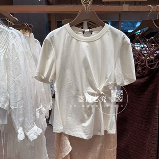 UX女装 新款 2025夏季 T恤 时尚 百搭气质休闲简约气质扭结短袖