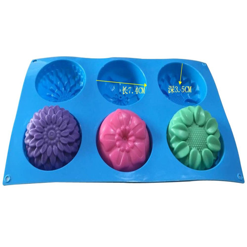 硅胶手工皂香皂蛋糕模具 六孔三花模具菊花 葵花 六孔模具 饼干模