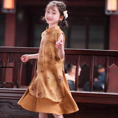 儿童旗袍夏季中式新款宽松女童唐装连衣裙国风汉服裙薄款凉快超仙