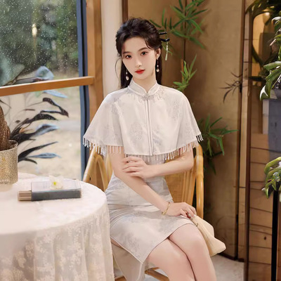 成人新中式国风改良旗袍2025夏季年轻款高端气质少女民国披肩套装