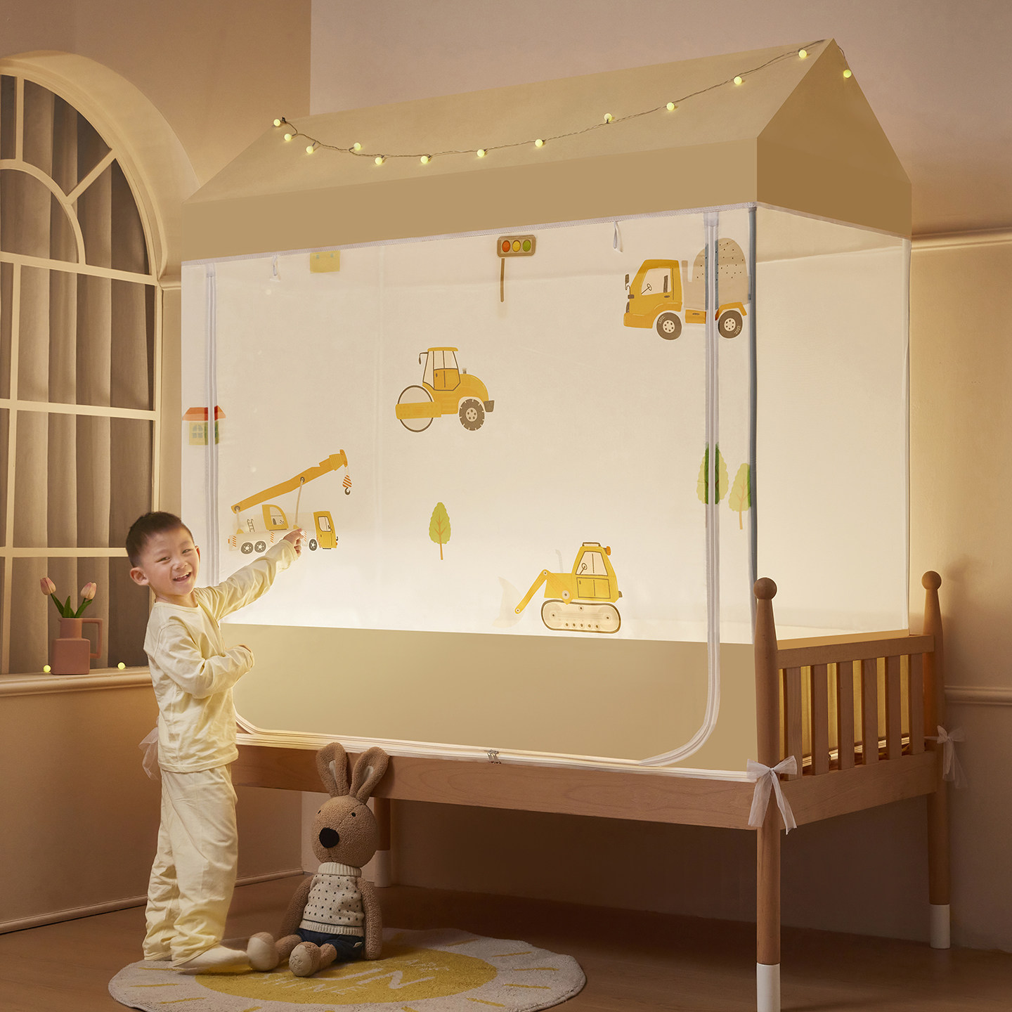 定制儿童床防摔蚊帐尺寸拼接床榻榻米蒙古包婴儿宝宝床全底防掉床,床上用品,蚊帐,淘宝优惠券,粉丝福利购,淘宝优惠卷