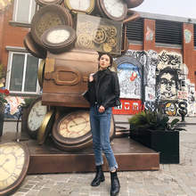 百搭帅气欧美机车夹克女短款 小皮衣外套女春秋2019新款 潮宽松韩版