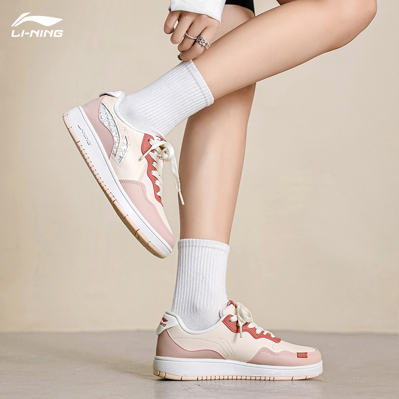 李宁小白鞋女款夏季新款厚底板鞋透气薄款低帮鞋子女士休闲运动鞋