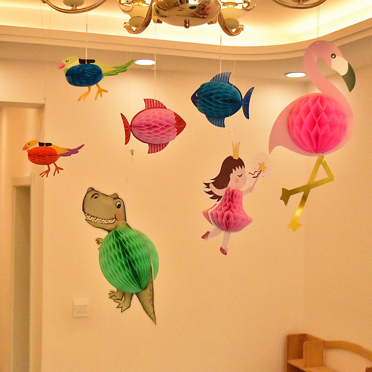 六一儿童节纸花球卡片派对吊饰