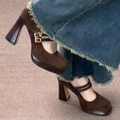 法式 子 粗跟方头一字扣绝美配裙子高跟鞋 复古玛丽珍单鞋 女2025新款