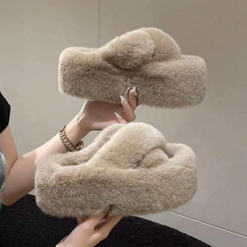 7cm厚底增高小个子秋冬棉拖鞋子