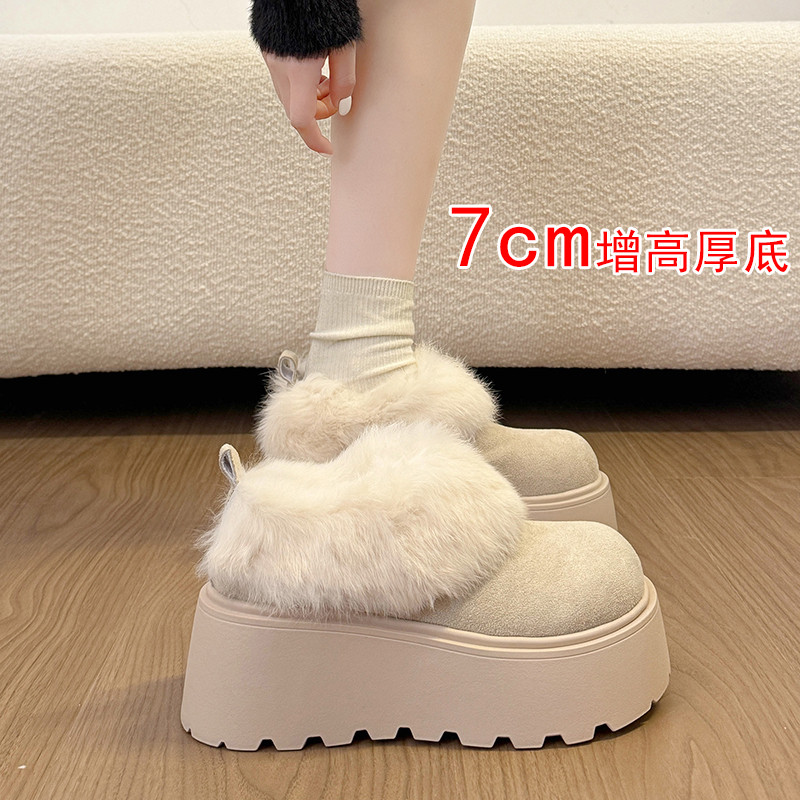 加绒保暖厚底毛毛拖鞋女冬外穿2025新款防滑小个子增高勃肯棉拖鞋,女鞋,时尚雪地靴,淘宝优惠券,粉丝福利购,淘宝优惠卷