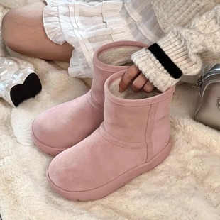 短靴厚底加绒加厚棉鞋 雪地靴女小个子增高7.5cm靴子2025冬季 新款