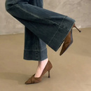 绝美不累脚尖头高跟鞋 复古绒面浅口细跟单鞋 2025秋季 女鞋 新款 法式