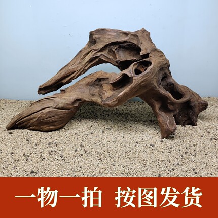 C鱼缸造景沉木造景树桩一木成景沉木拱桥紫柚木乌龟晒台一物一拍