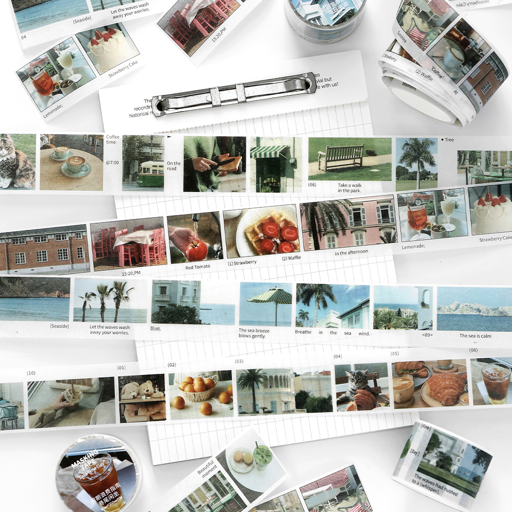朝雨 韩系ins风贴纸高颜值旅行风景手帐素材diy拼贴装饰和纸胶带